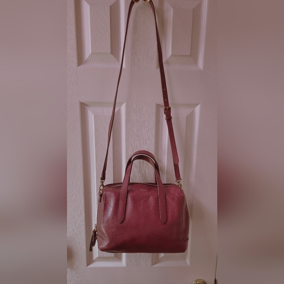 Fossil Sydney Raisin Leather Satchel - Picture 5 of 8